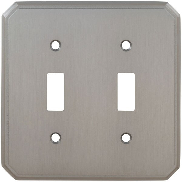 Double Traditional Switch Plate, Number of Gangs: 2 Solid Brass, Polished Brass, Lacquered Finish