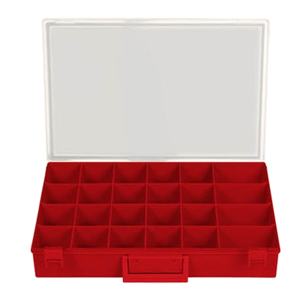 Red Plstc Tray Clr Lid Lrg 24 Hole W/Latches