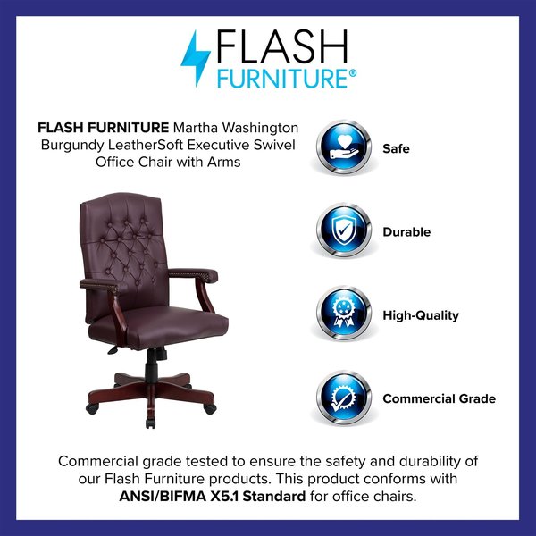 Leather Executive Chair, 19-1/2