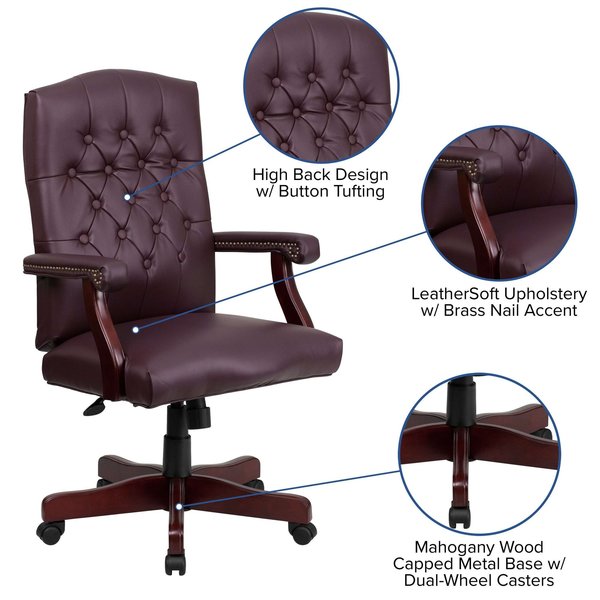 Leather Executive Chair, 19-1/2