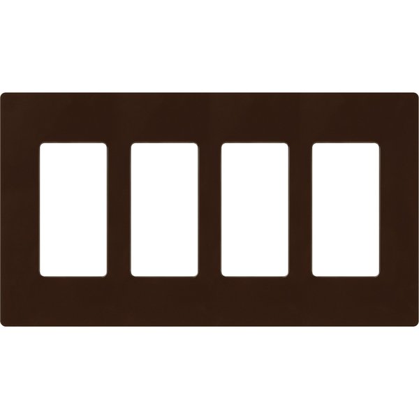 Designer Wall Plates, Number of Gangs: 4 Thermoset, Gloss Finish, Brown