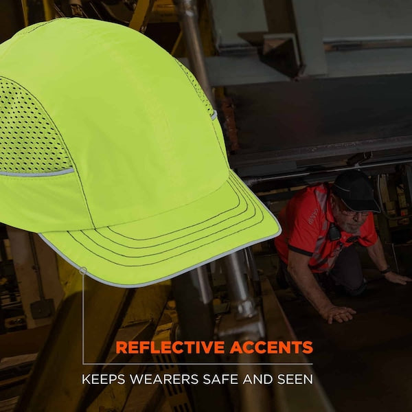 Vented Bump Cap, Short Brim, Hi-Vis Lime