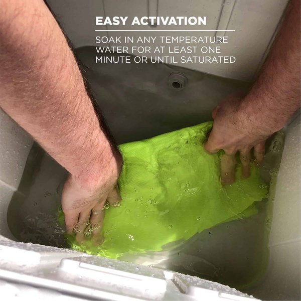 Evaporative Cooling Towel, PVA, Long Lasting Cooling Relief, 29.5 in L x 13 in W, Lime