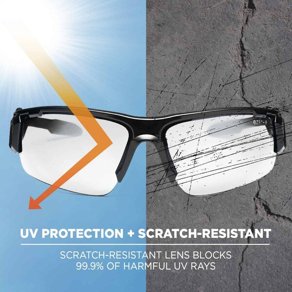 Safety Glasses, Wraparound Clear Polycarbonate Lens, Anti-Fog, Scratch-Resistant