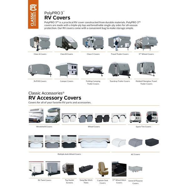 OverDrive PolyPRO 3 Grey Teardrop Trailer Cover, 12 ft - 15 ft L