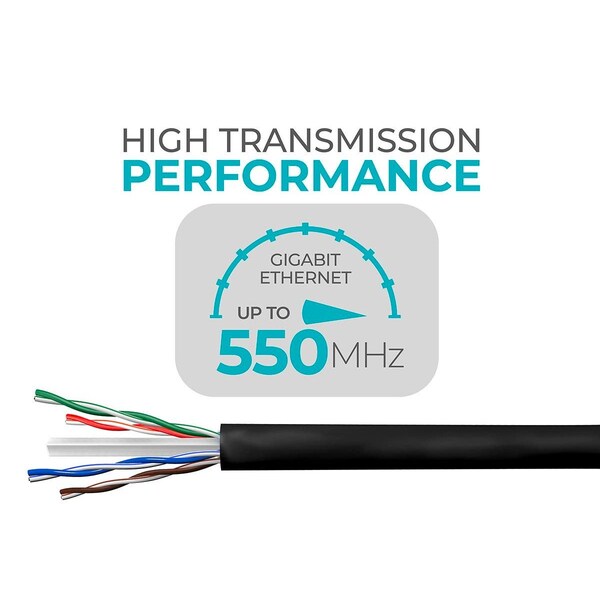 Data Cable, 1000 ft. L, Black Jacket