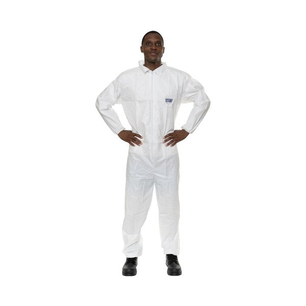 Coverall, Elastic Wrist/M, White, PK25