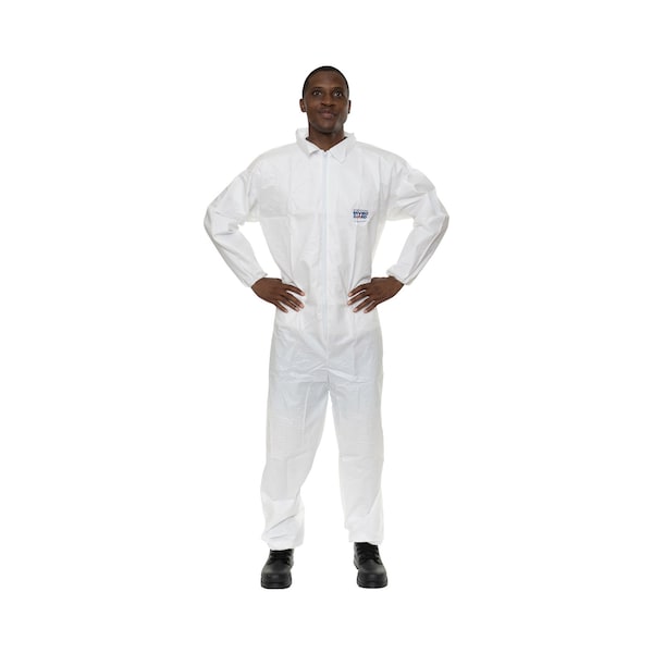 Coverall, Elastic Wrist/3XL, White, PK25