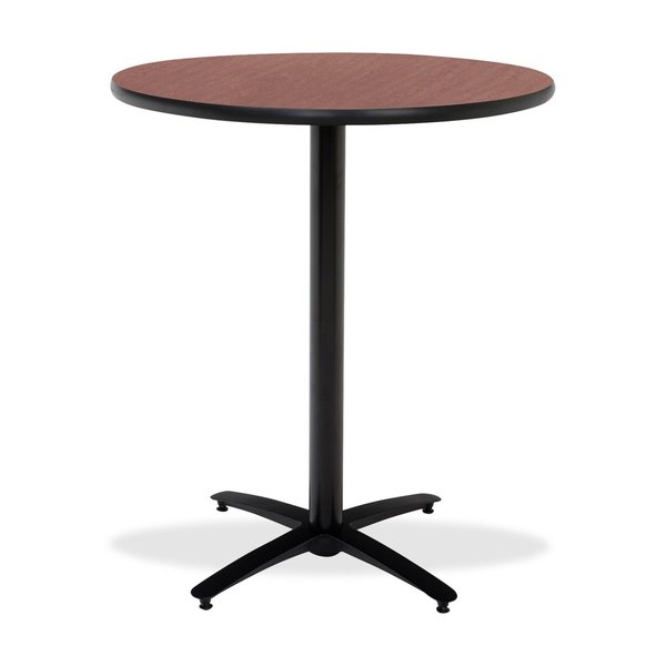 Round KFI 42in Dark Mahogany Breakroom Table with Arched X Base, Commercial Grade, Made in the USA