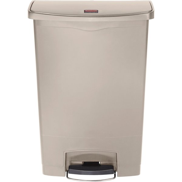 24 gal Rectangular Trash Can, Beige, 22 1/4 in Dia, Step-On, Plastic