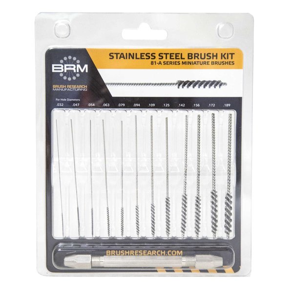 81AKIT Miniature Stainless Steel Deburring Brush Kit-Inch Sizes (12 Per Pack)