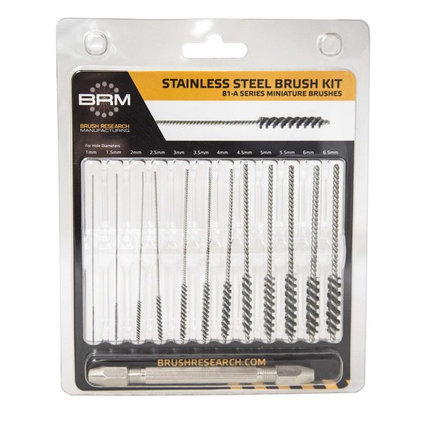 81AMMKIT Miniature Stainless Steel Deburring Brush Kit-Metric Sizes (12 Per Pack)