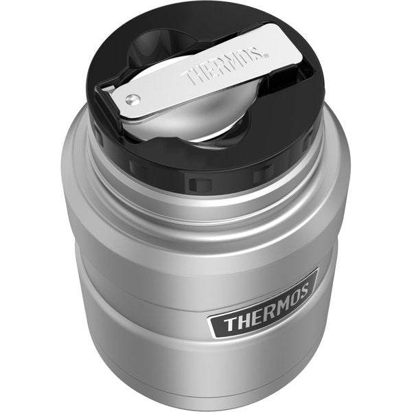 Stainless Steel Food Jar w/Folding Spoon, 16 oz., Matte Steel