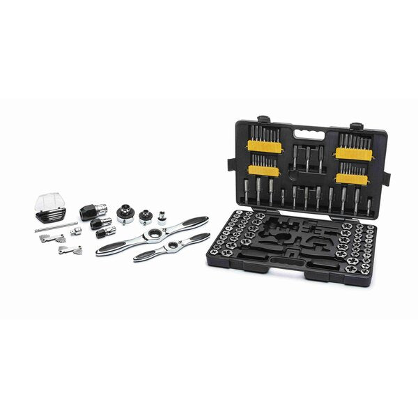 Ratcheting Tap and Die Set, 114 Piece, SAE/Metric