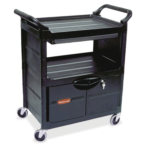 Plastic Enclosed Service Cart, 2 Shelves, 200 lb