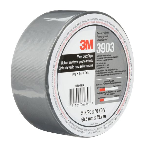 Duct Tape, 2 x 50 yd, 6.5 mil, Gray, Vinyl