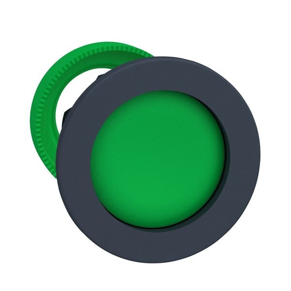 Flush mounted green pushbutton head rece