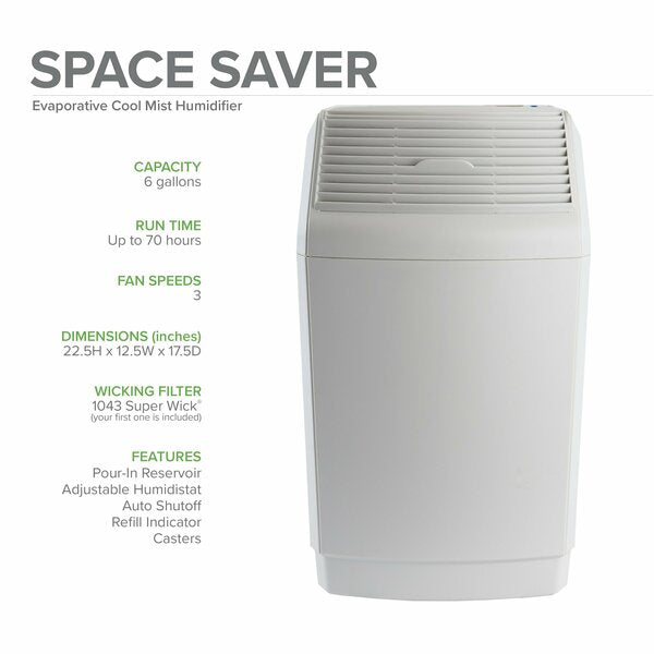 Portable Humidifier, Portable, 6 gal, 2,700 sq. ft., White