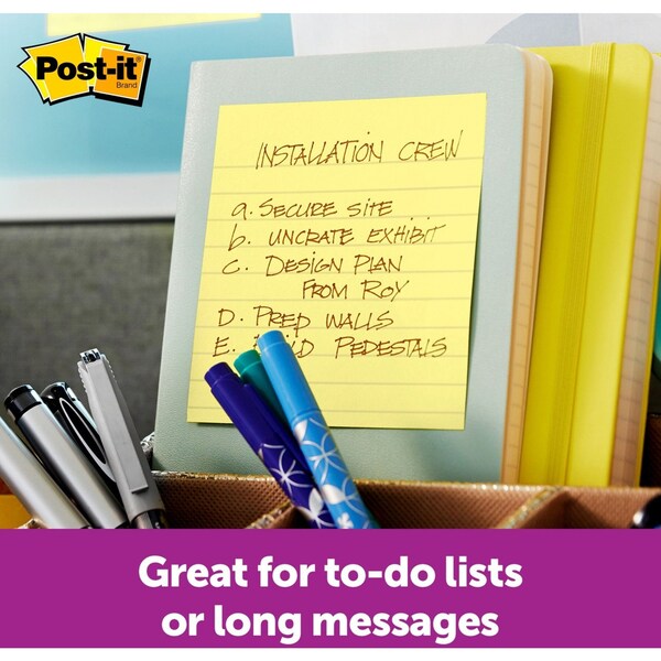 Super Sticky Notes, 4x4 In., Yellow, PK12