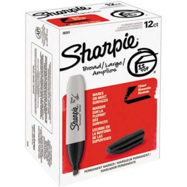Permanent Marker, Chisel Tip Black PK12