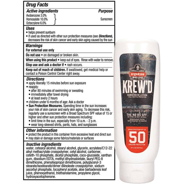 Sunscreen, Lotion, SPF 50, 8 oz. Sz