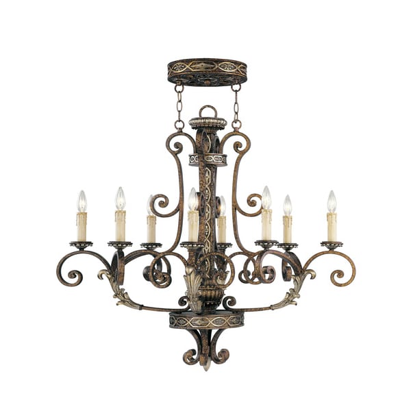 Seville 8 Light Palacial Bronze with Gilded Accents Oval Chandelier