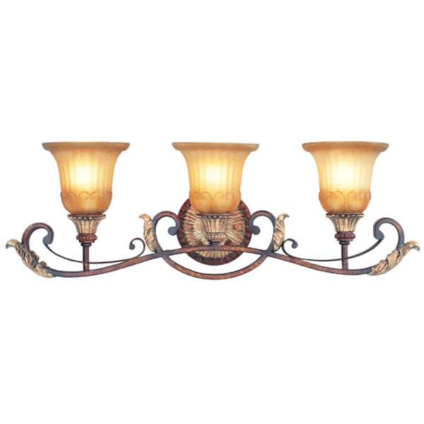 Villa Verona 3 Light Verona Bronze with Aged Gold Leaf Bath Vanity