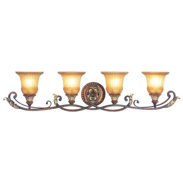 Villa Verona 4 Light Verona Bronze with Aged Gold Leaf Bath Vanity