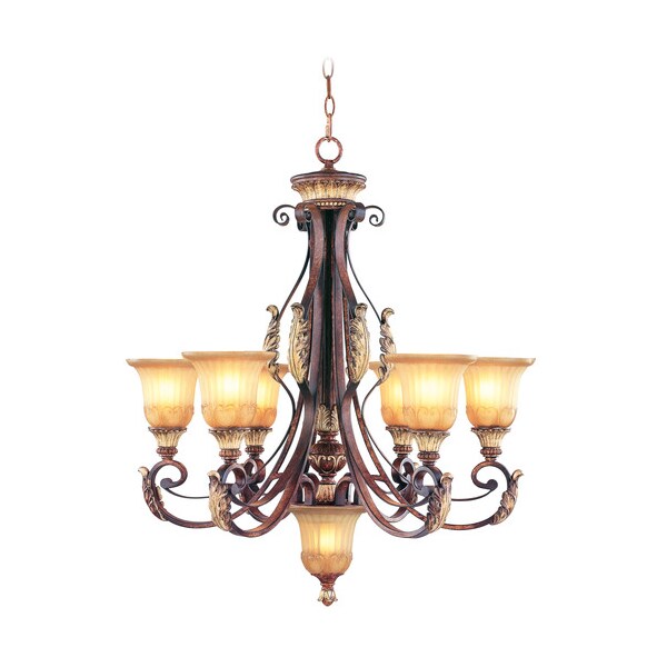 Villa Verona 7 Light Verona Bronze with Aged Gold Leaf Chandelier