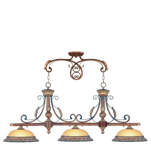 Villa Verona 3 Light Verona Bronze with Aged Gold Leaf Accents Island