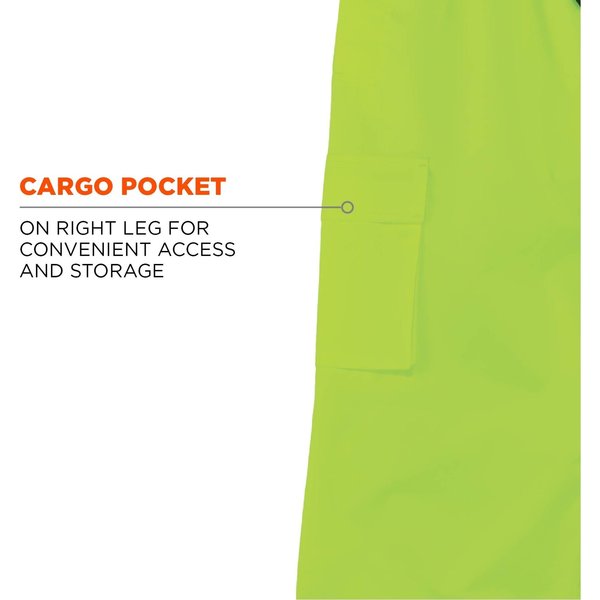 Rain Pants, Breathable, Hi-Vis Lime, 4XL