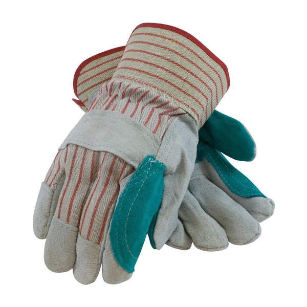 Split Leather Palm, Gry/Red, PK12