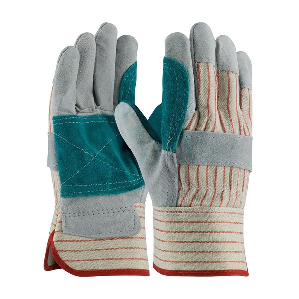 Split Leather Palm, Gry/Red, PK12