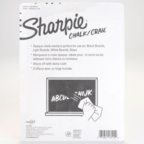 Chalk Dry Erase Marker, Assorted, PK5