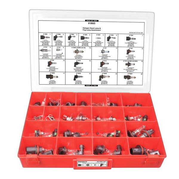 Halogen HeadLght Assrtmnt Adj Red Tray W/Clr Lid