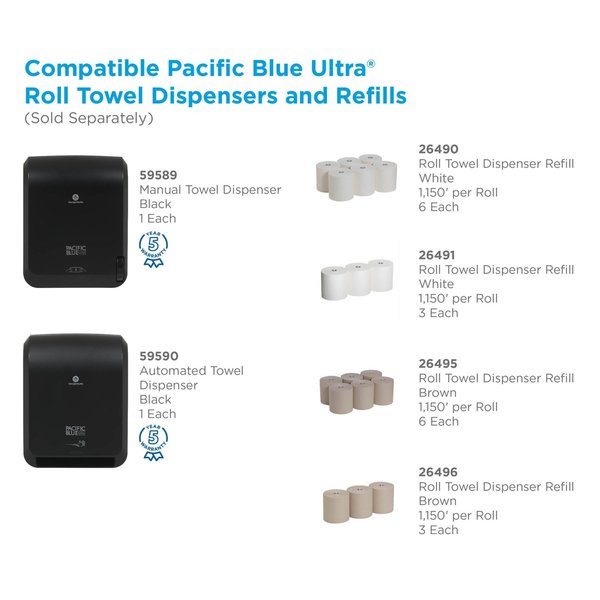 Pacific Blue Ultra Hardwound Paper Towels, 1, 1, 1150 ft, White, 6 PK