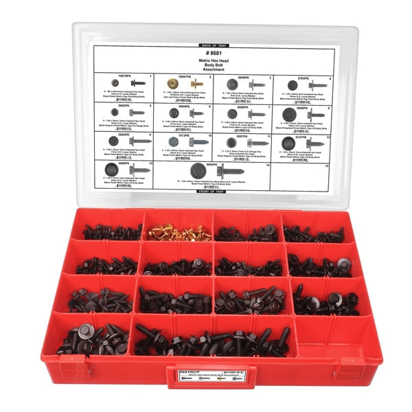 Hex Head Body Bolt Assrtmnt Adj Red Tray W/Clr Lid