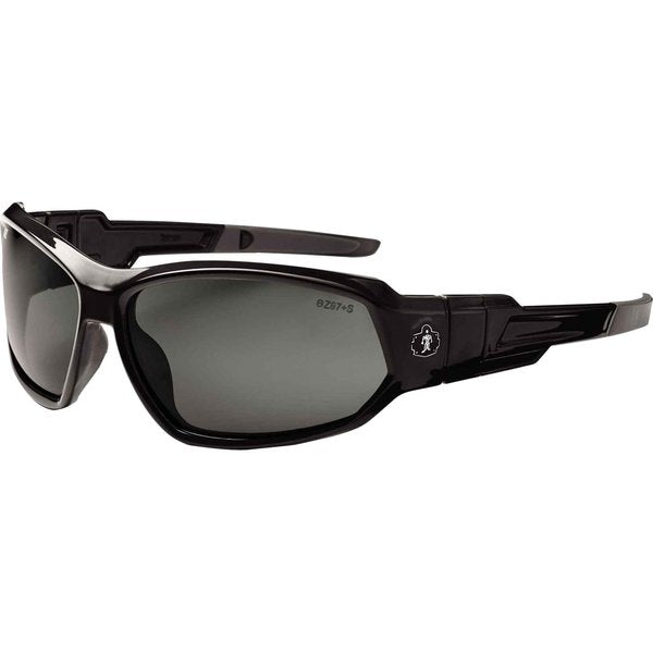 Safety Glasses, Traditional Smoke PC Decenter Lens, Scratch-Resistant