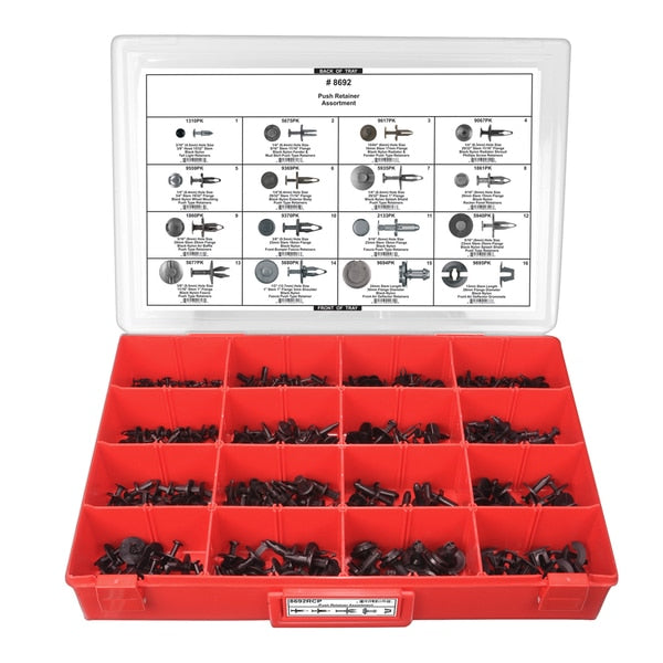 Blk Nyln Push Ret Assort Adj Red Tray W/Clr Lid