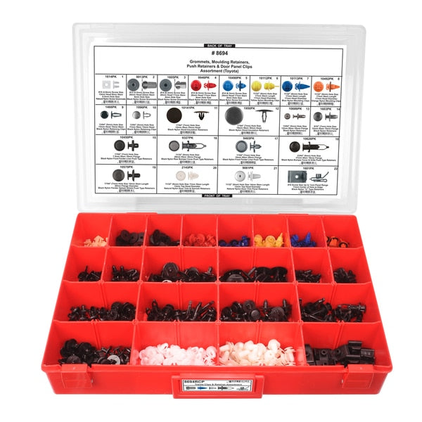 Toyota Push Ret Assrtmnt Adj Red Tray W/Clr Lid