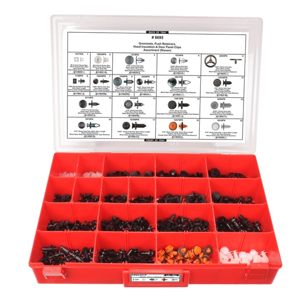 Nissan Push Ret Assrtmnt Adj Red Tray W/Clr Lid