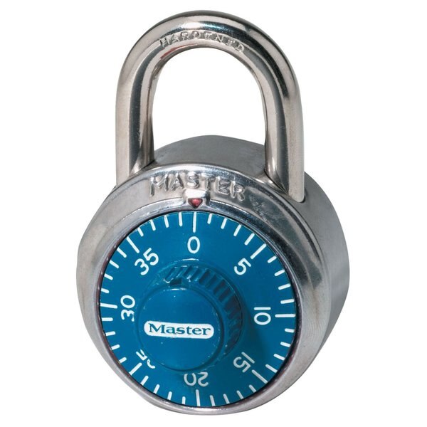 Combination Padlock, Center, Blue/Silver
