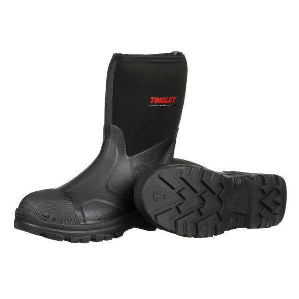 Rubber Boot, Men's, 8, Mid-Calf, Black, PR