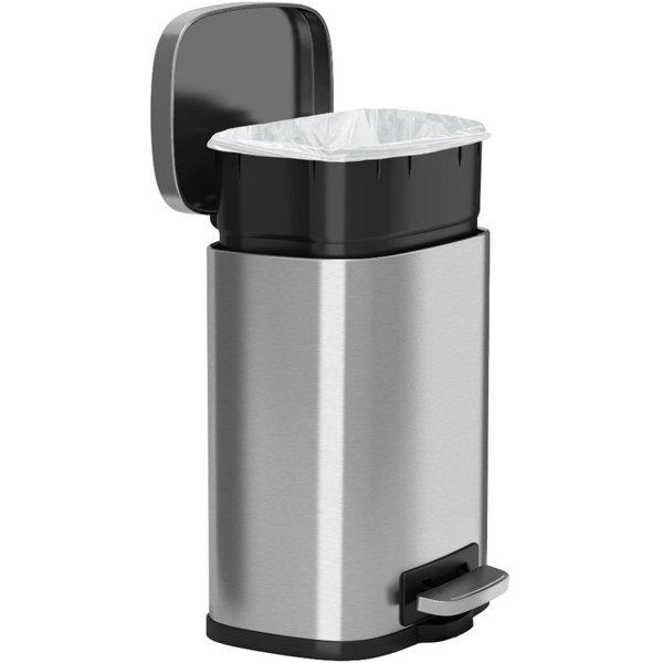 15 gal Trash Can, Silver, Stainless Steel