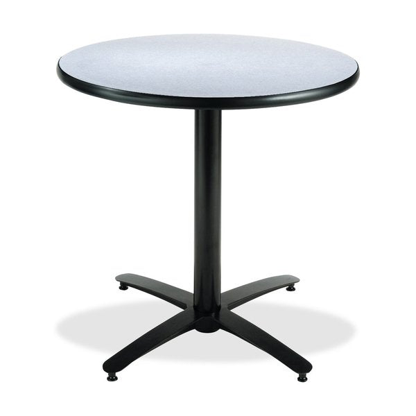 Round KFI 36in Grey Nebula Breakroom Table with Arched X Base, 29 W, 36 L, 29 H, Laminate Top, Grey