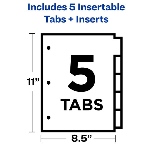 AveryÂ® Big Tabâ¢ Insertable Dividers 11109, Buff Paper, 5 Multicolor Tabs, 1 Set