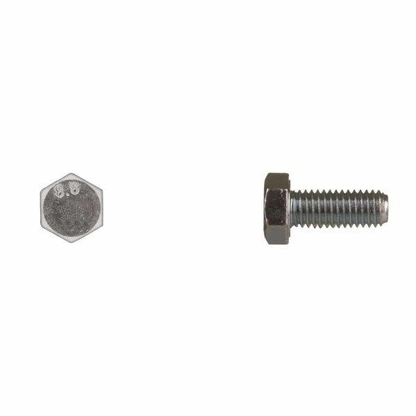 Class 8.8, M8-1.25 Hex Head Cap Screw, Bright Zinc Plated Steel, 20 mm L