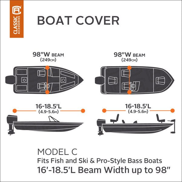 Boat Cover, Model C, Charcoal StormPro
