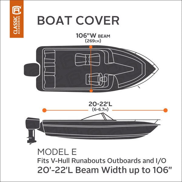 Boat Cover, Model E, Charcoal StormPro
