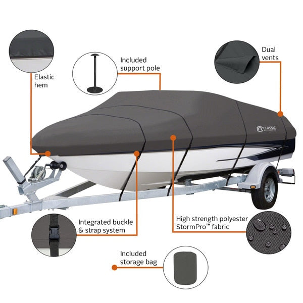 Boat Cover, Model E, Charcoal StormPro
